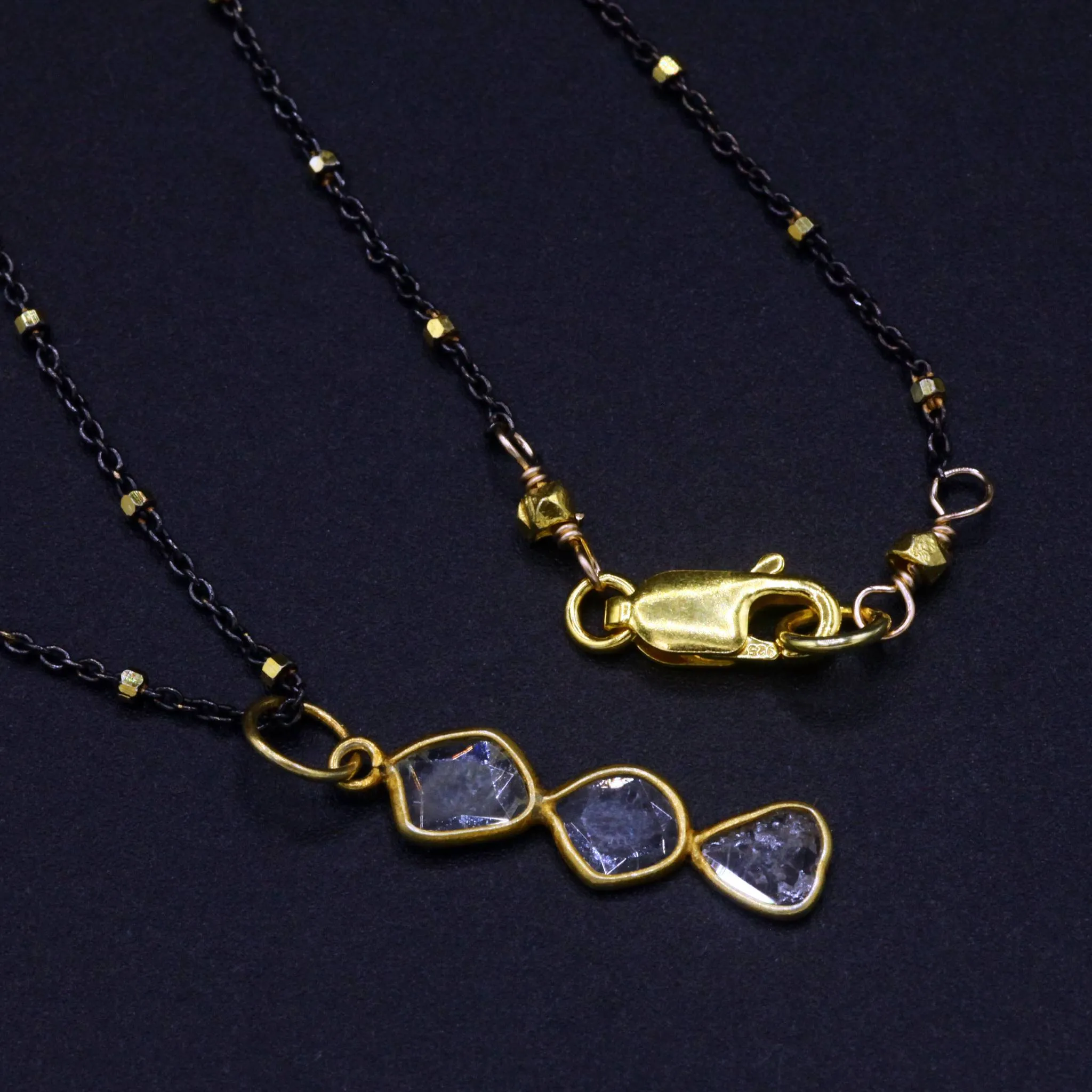 Diamond Slice   22k Gold Vermeil Collar Necklace