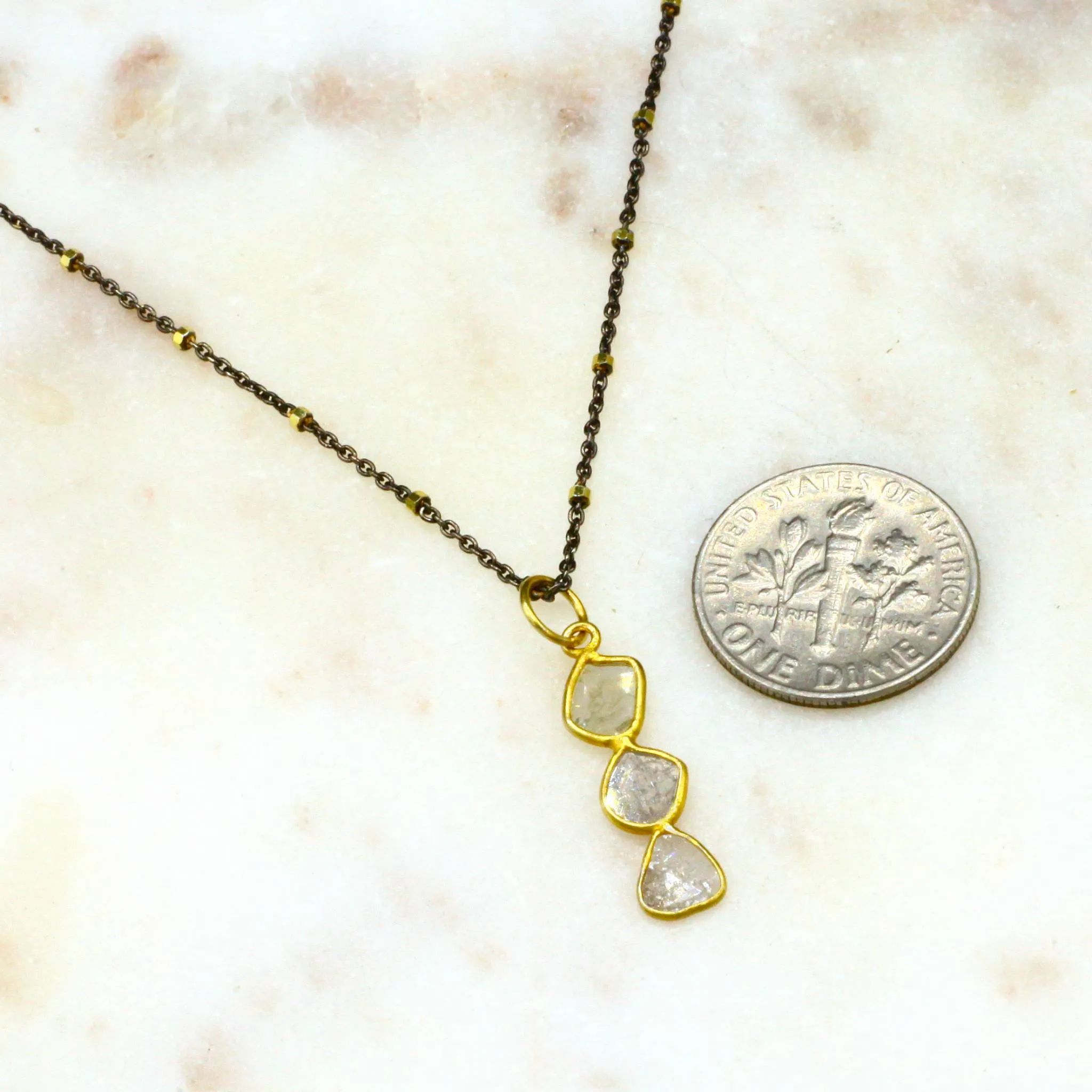Diamond Slice   22k Gold Vermeil Collar Necklace