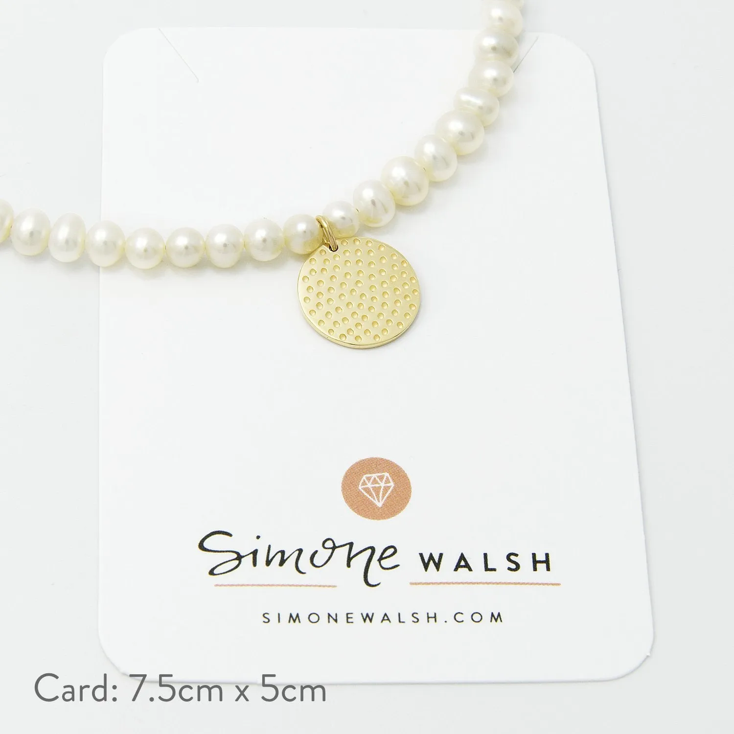 Dots Texture Solid Gold Pendant on Pearls