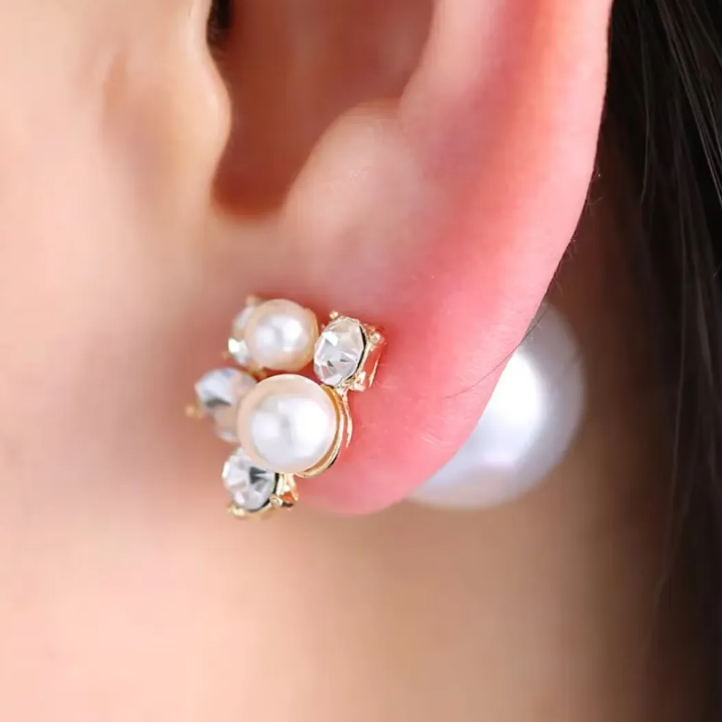 Double Sided Pearl Bridal Earrings