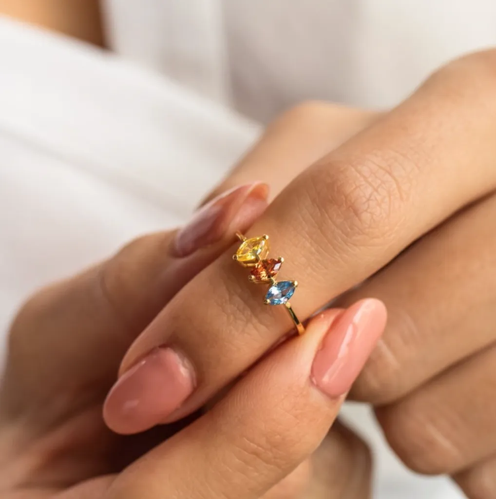 Double Stone Birthstone Ring