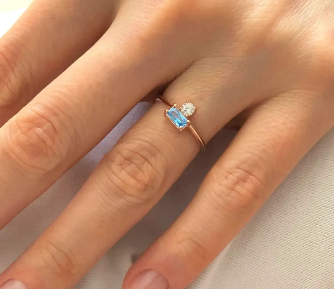 Double Stone Birthstone Ring