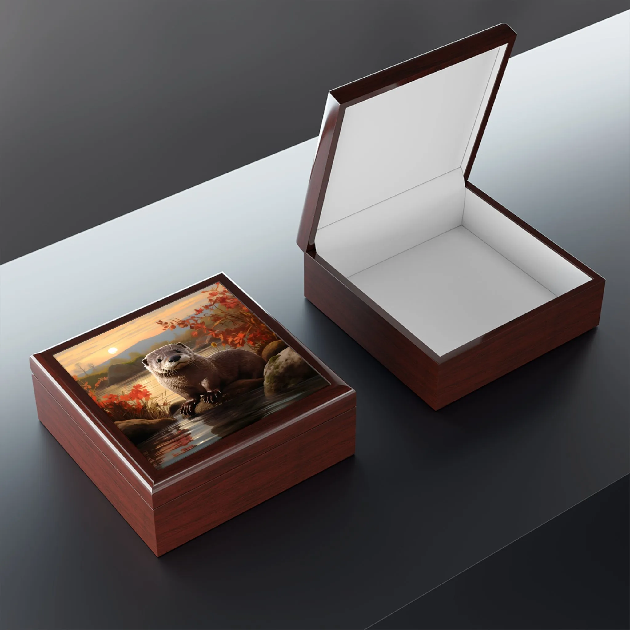 Early Morning Otter Artwork Gift and Jewelry Box