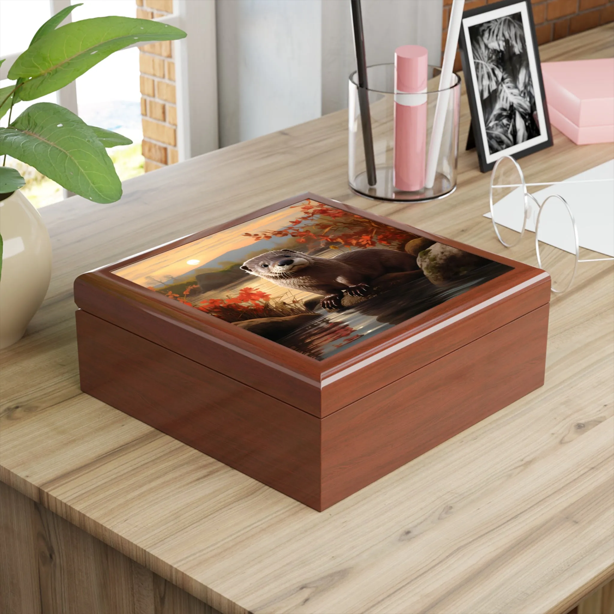 Early Morning Otter Artwork Gift and Jewelry Box