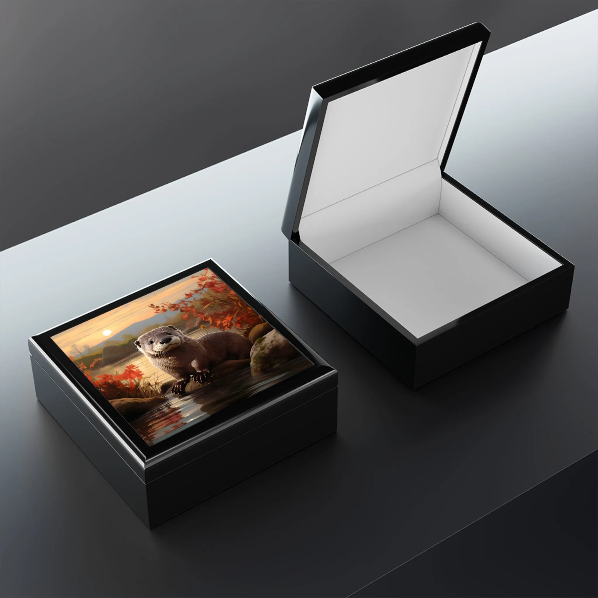 Early Morning Otter Artwork Gift and Jewelry Box