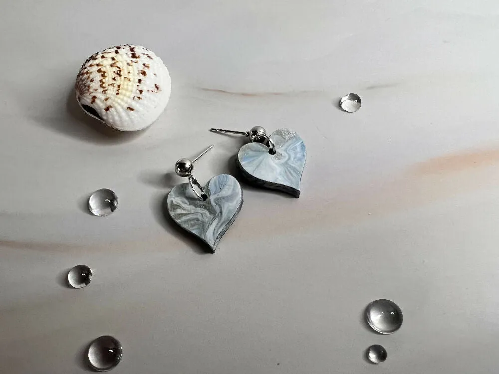 Earring Valentine Heart Pale blue, Fawn, Silver
