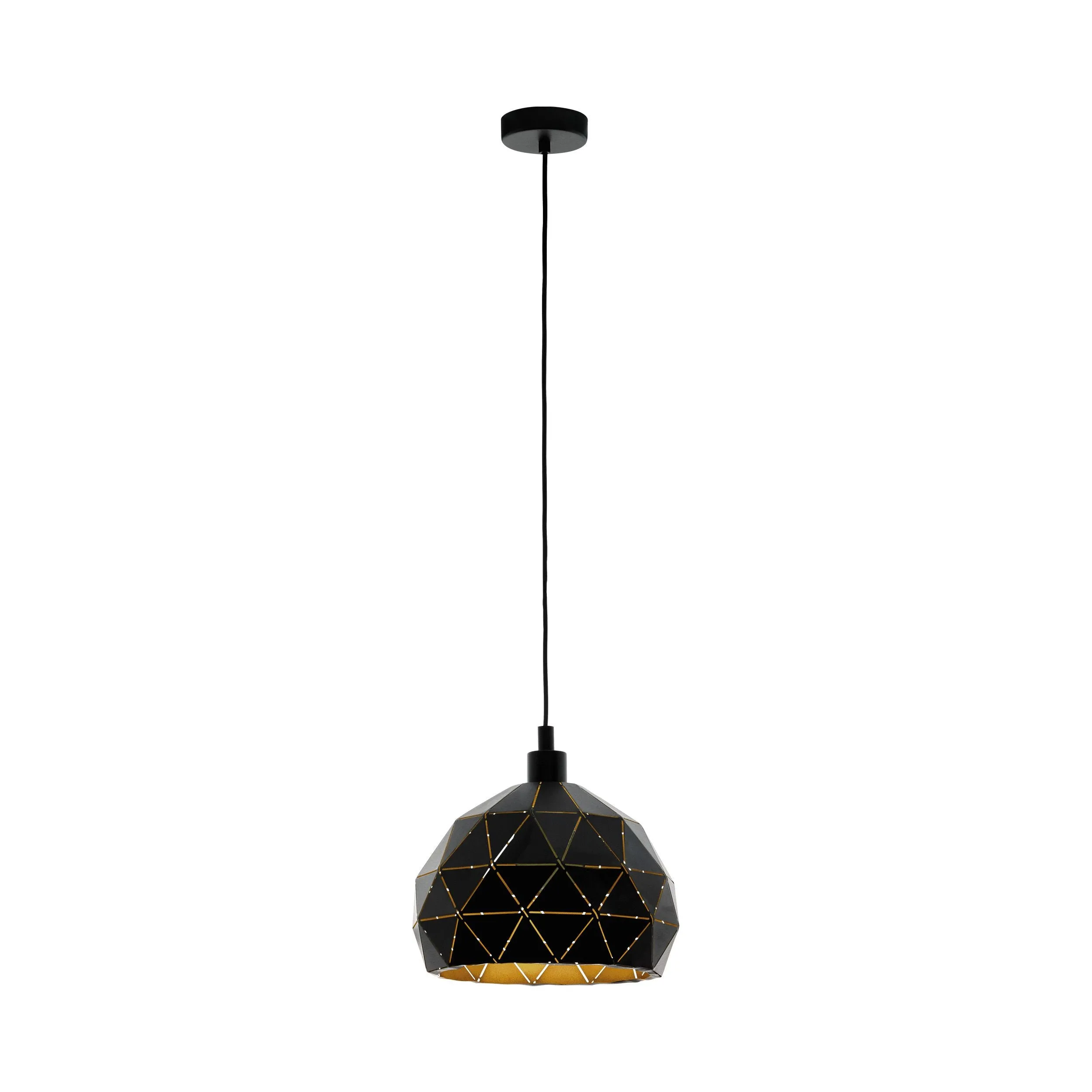 Eglo Lighting ROCCAFORTE pendant light black structured powder-coated steel with a gold finish