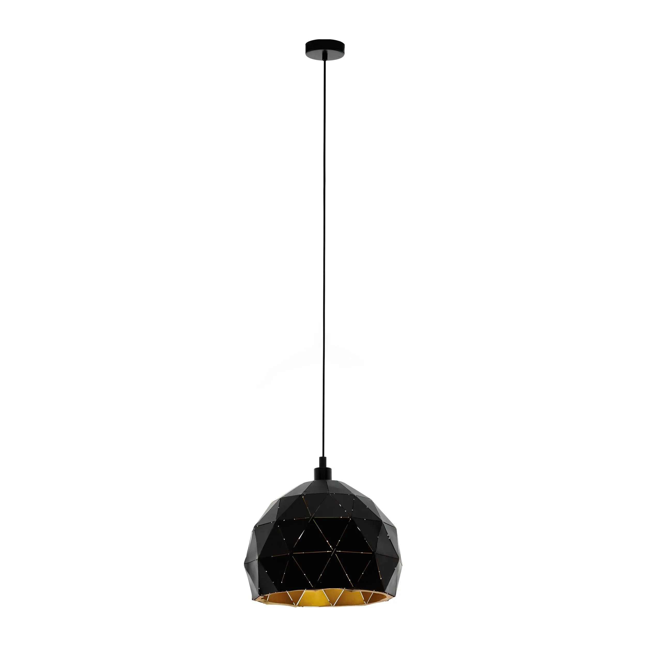 Eglo Lighting ROCCAFORTE pendant light black structured powder-coated steel with a gold finish