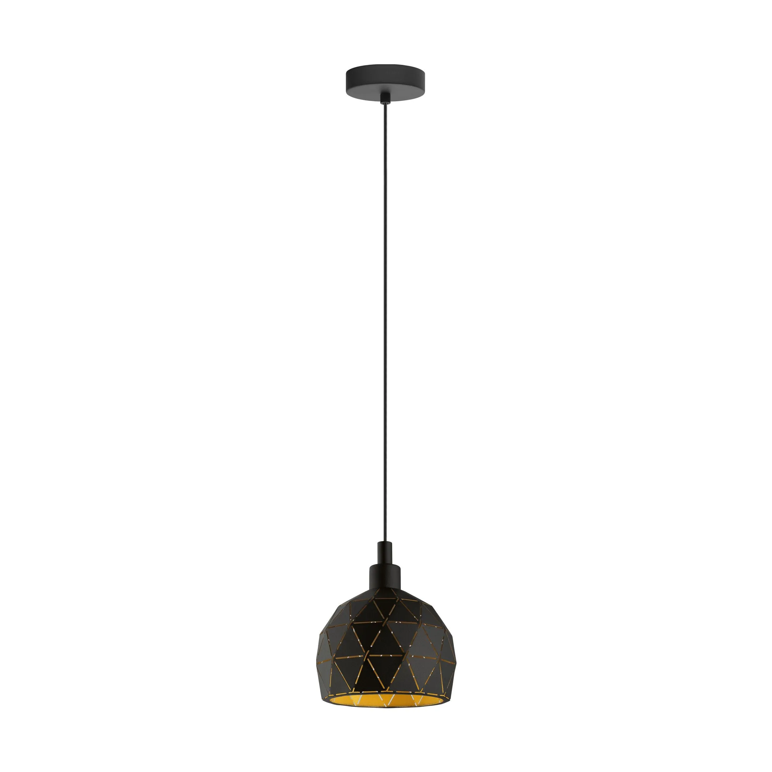 Eglo Lighting ROCCAFORTE pendant light black structured powder-coated steel with a gold finish