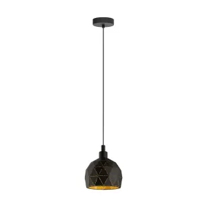 Eglo Lighting ROCCAFORTE pendant light black structured powder-coated steel with a gold finish