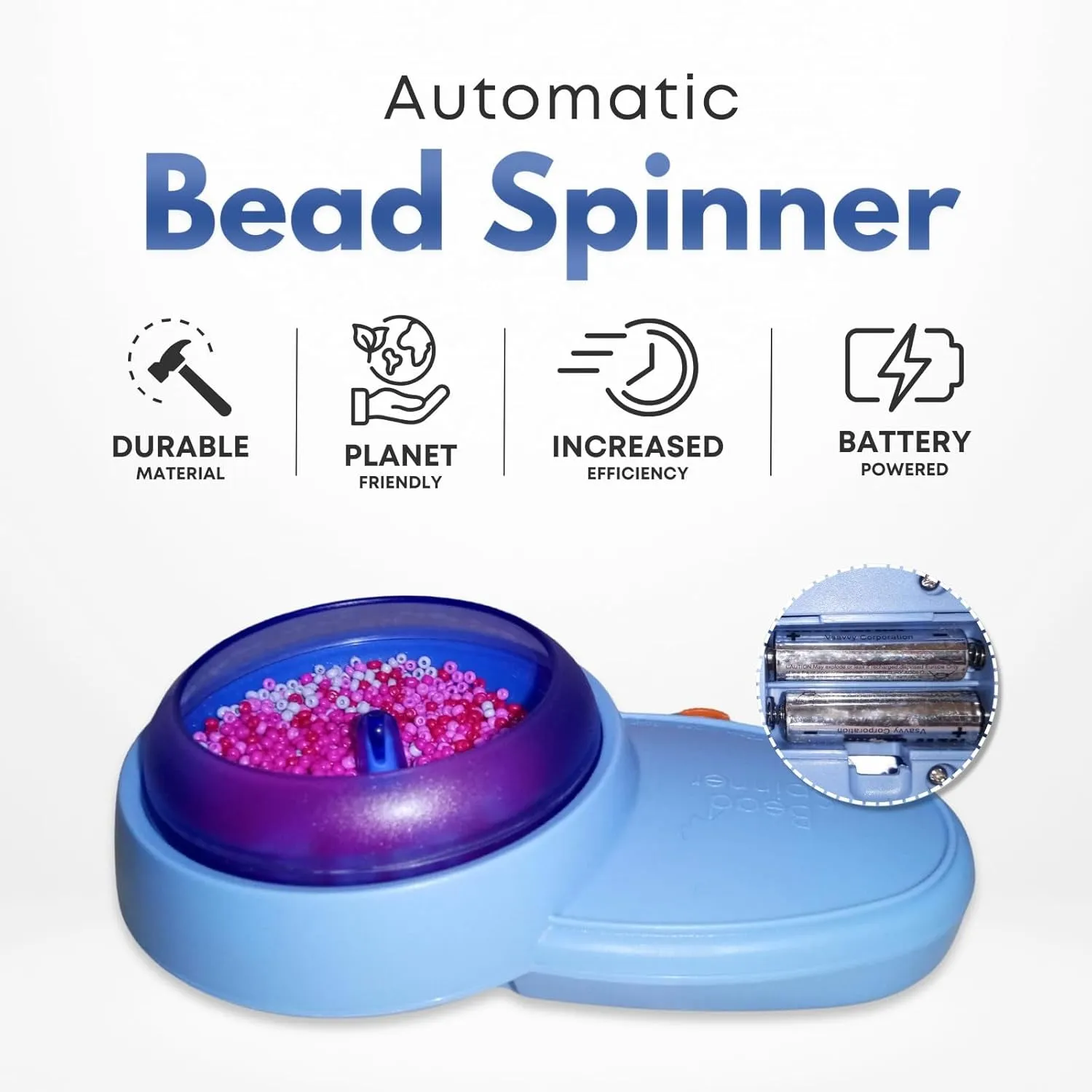 Electric Bead Spinner for Jewelry Making | Adjustable Speed Bracelet Spinner Kit with Forward & Reverse Rotation | 3 Bowls with Lids | 2 Big Eye Bead Spinner Needles & 8 Colored Beads