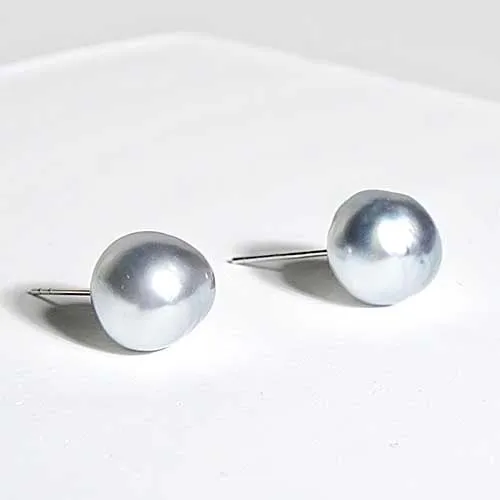Elegant 10mm-10.5mm Tahitian Keshi Pearl Stud Earrings