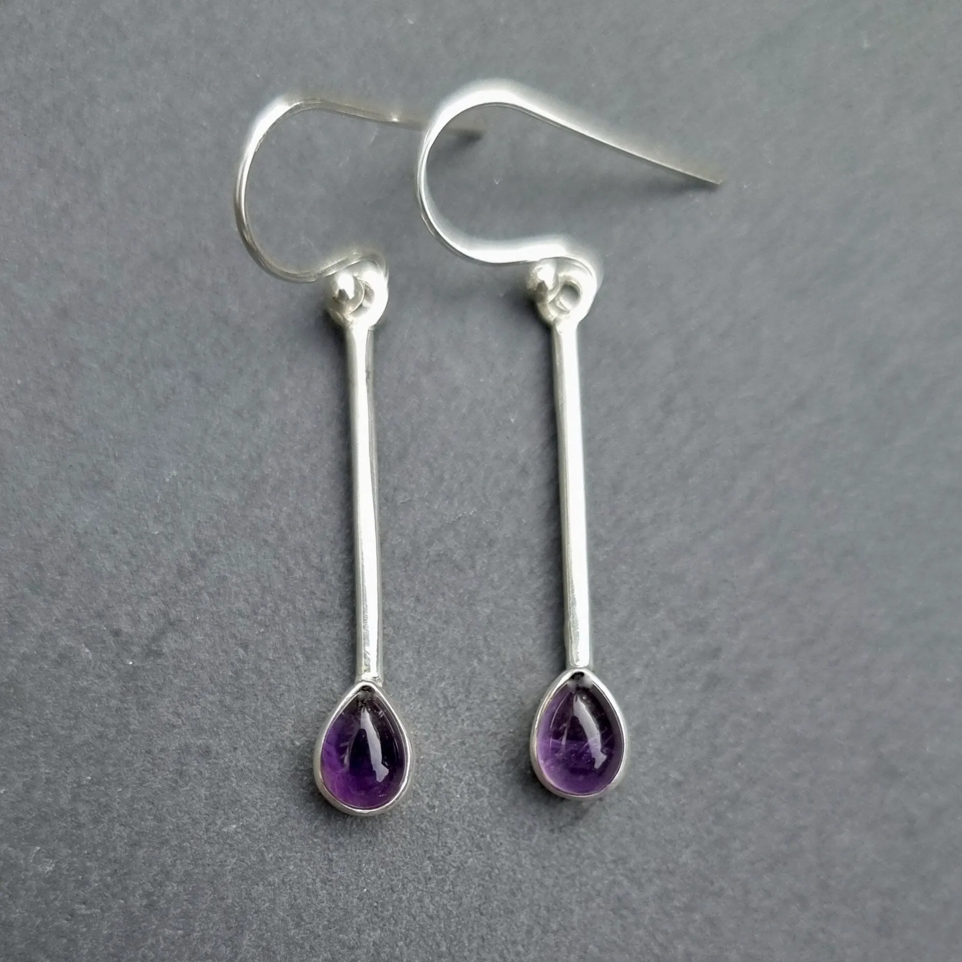 Elegant Amethyst Sterling Silver Earrings, E15A