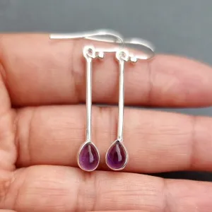 Elegant Amethyst Sterling Silver Earrings, E15A