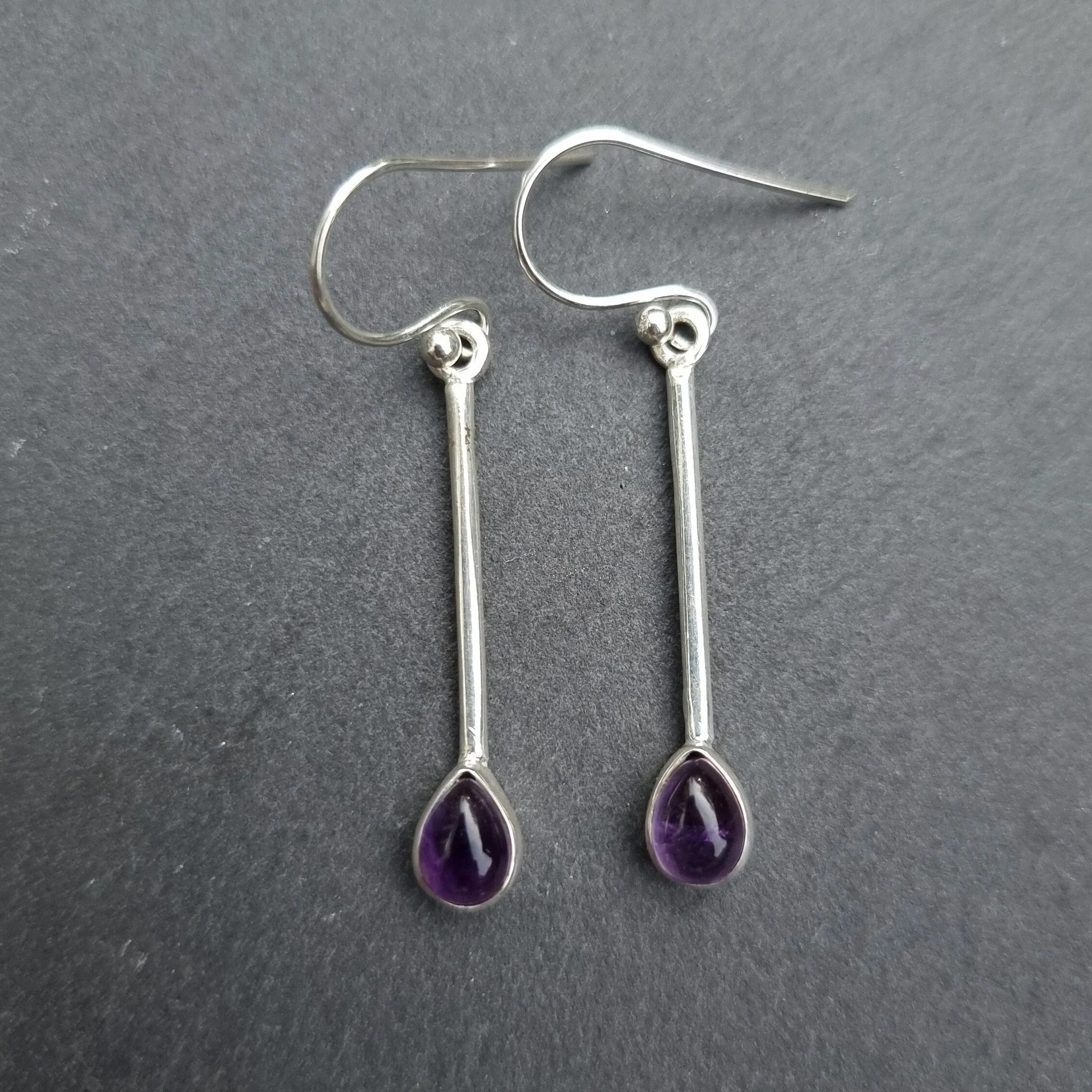 Elegant Amethyst Sterling Silver Earrings, E15A