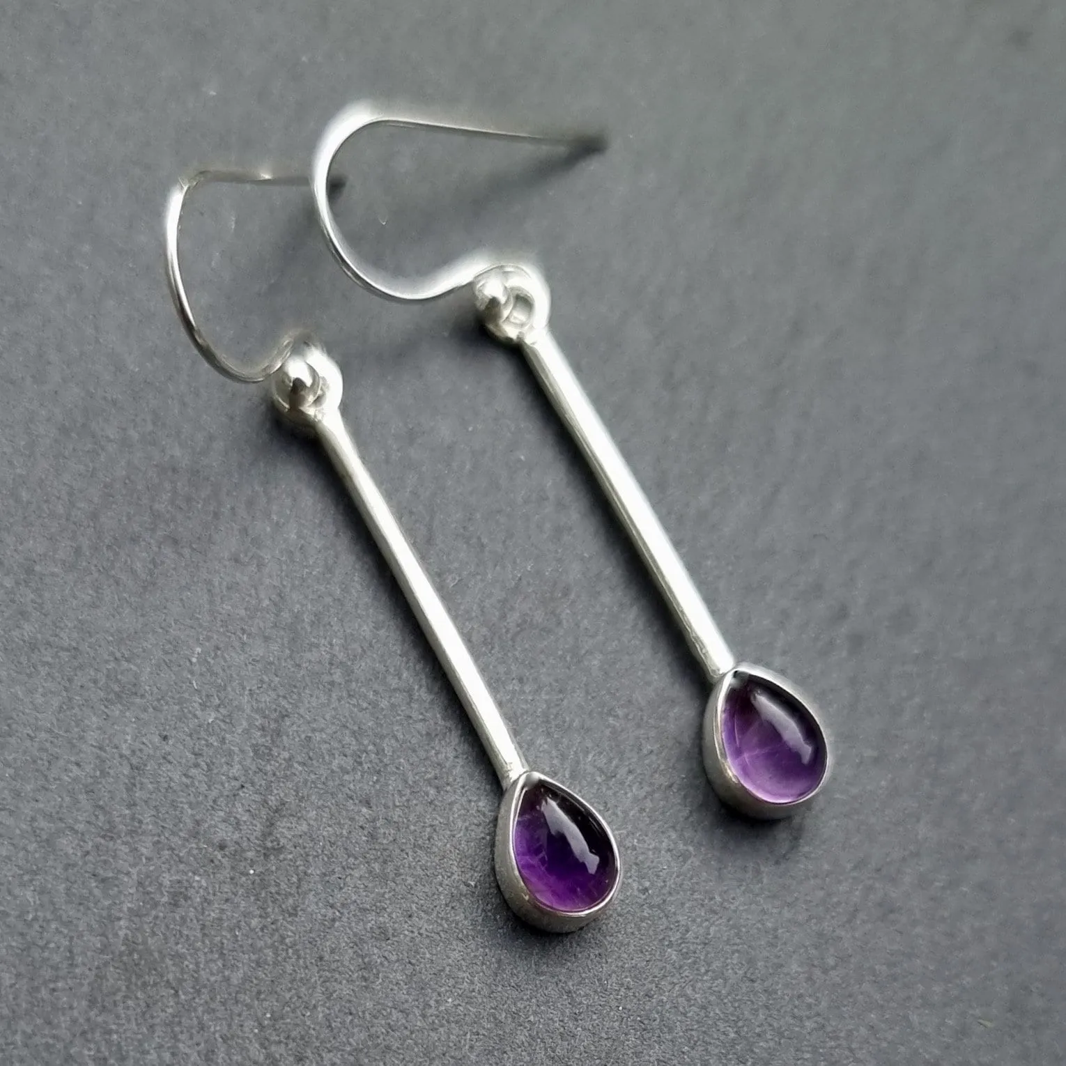 Elegant Amethyst Sterling Silver Earrings, E15A