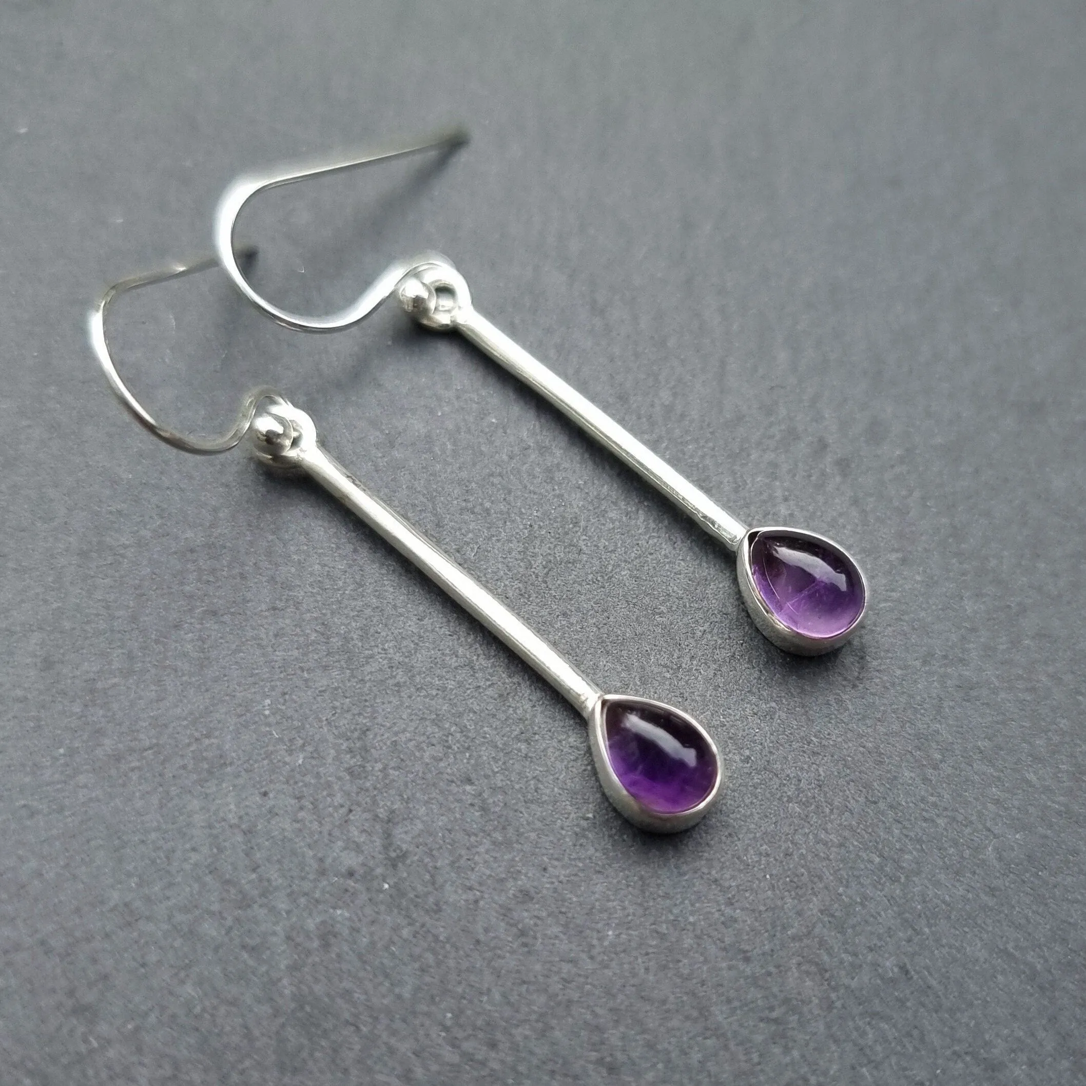 Elegant Amethyst Sterling Silver Earrings, E15A