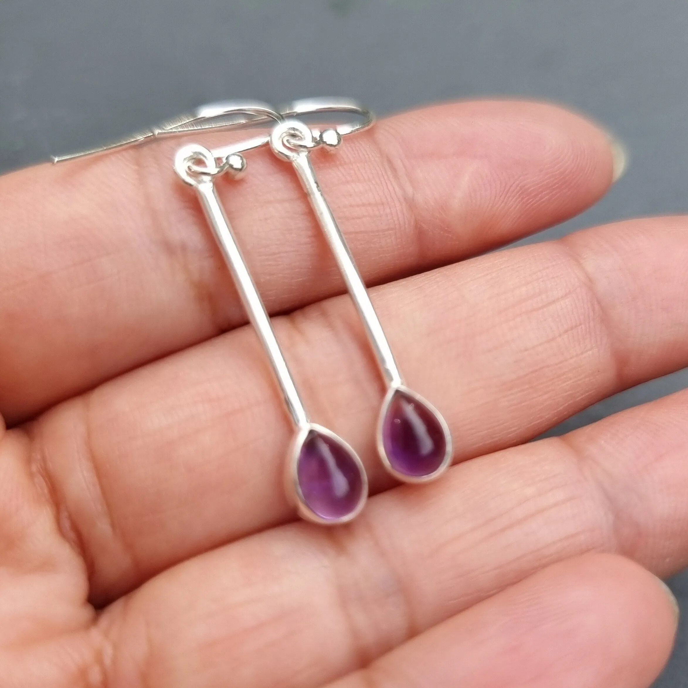 Elegant Amethyst Sterling Silver Earrings, E15A