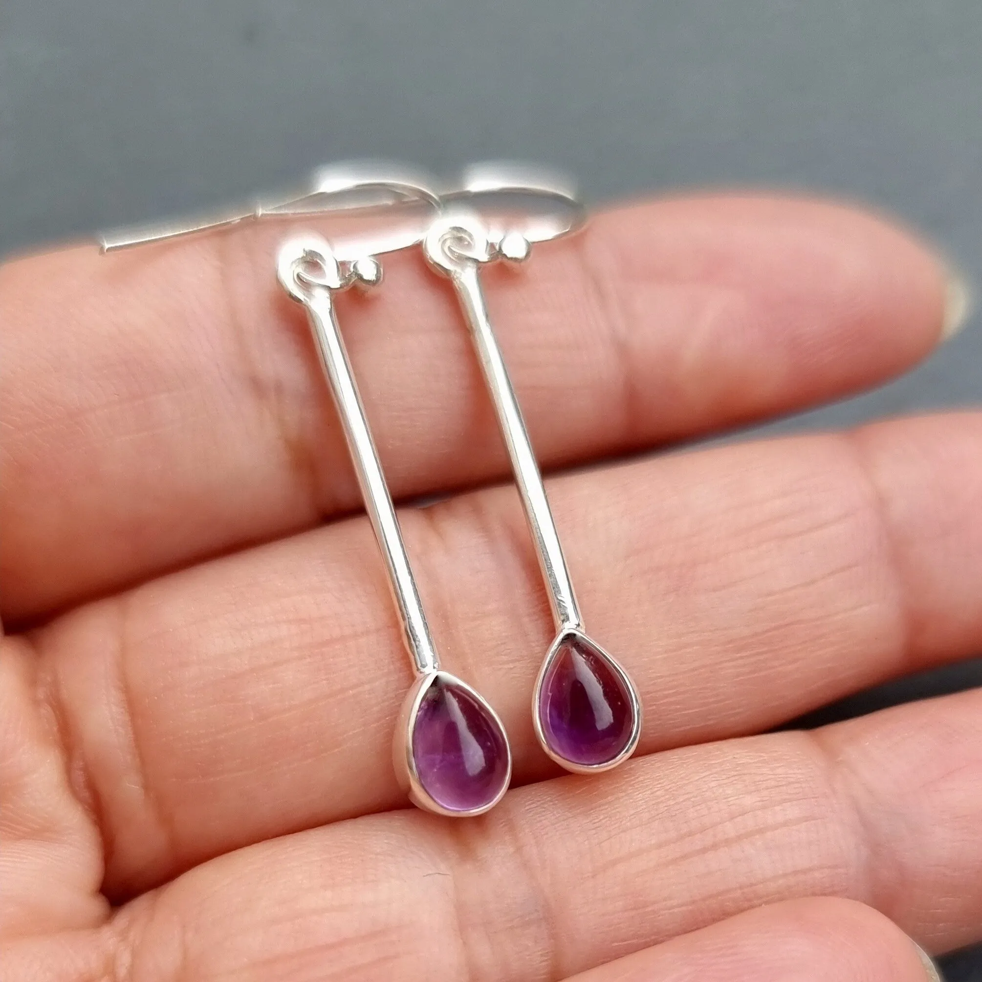 Elegant Amethyst Sterling Silver Earrings, E15A