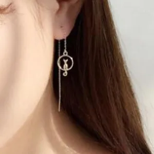 Elegant Cat on Moon Lucky Earrings