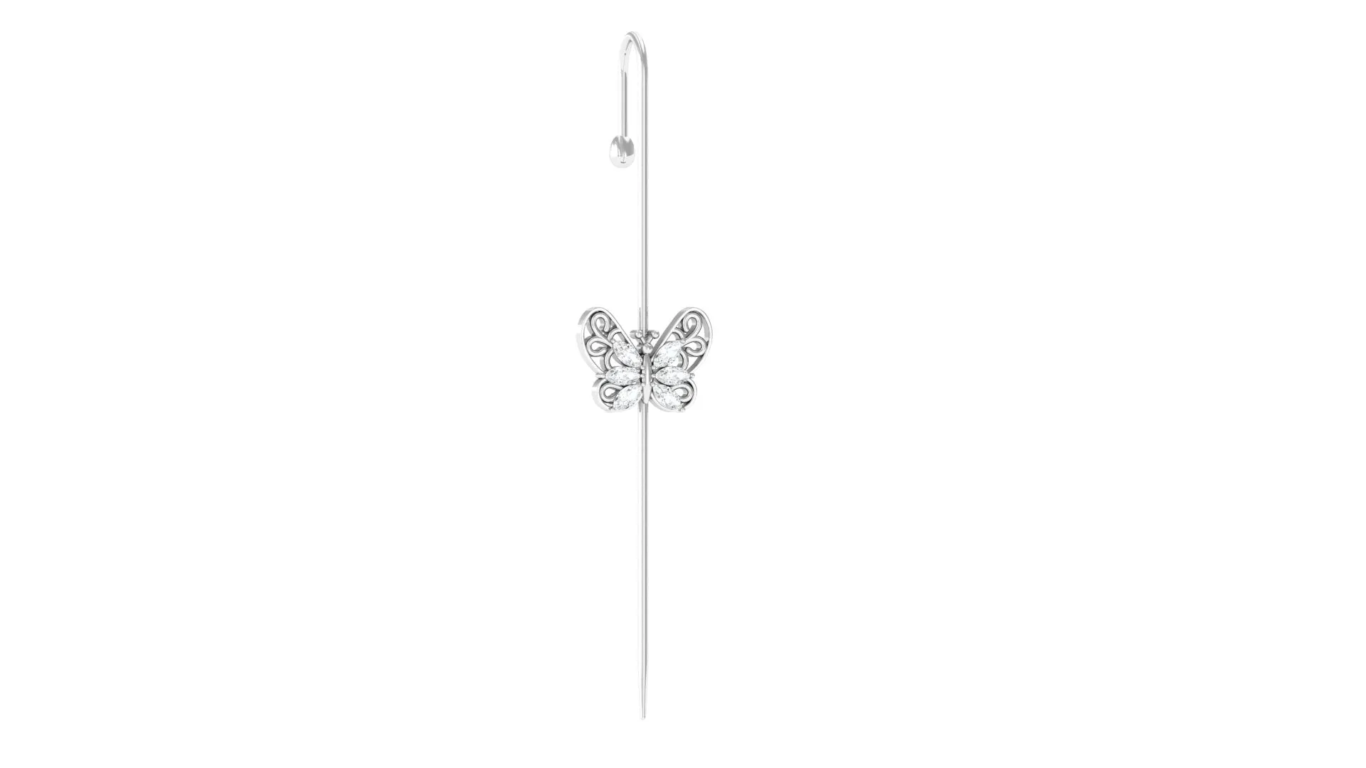 Elegant Certified Moissanite Butterfly Ear Pin Earring