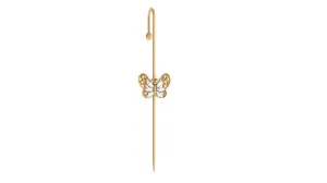 Elegant Certified Moissanite Butterfly Ear Pin Earring