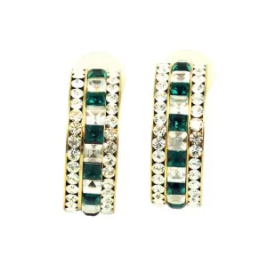 Elegant Emerald Rhinestone Hoops