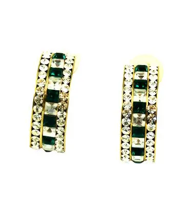 Elegant Emerald Rhinestone Hoops