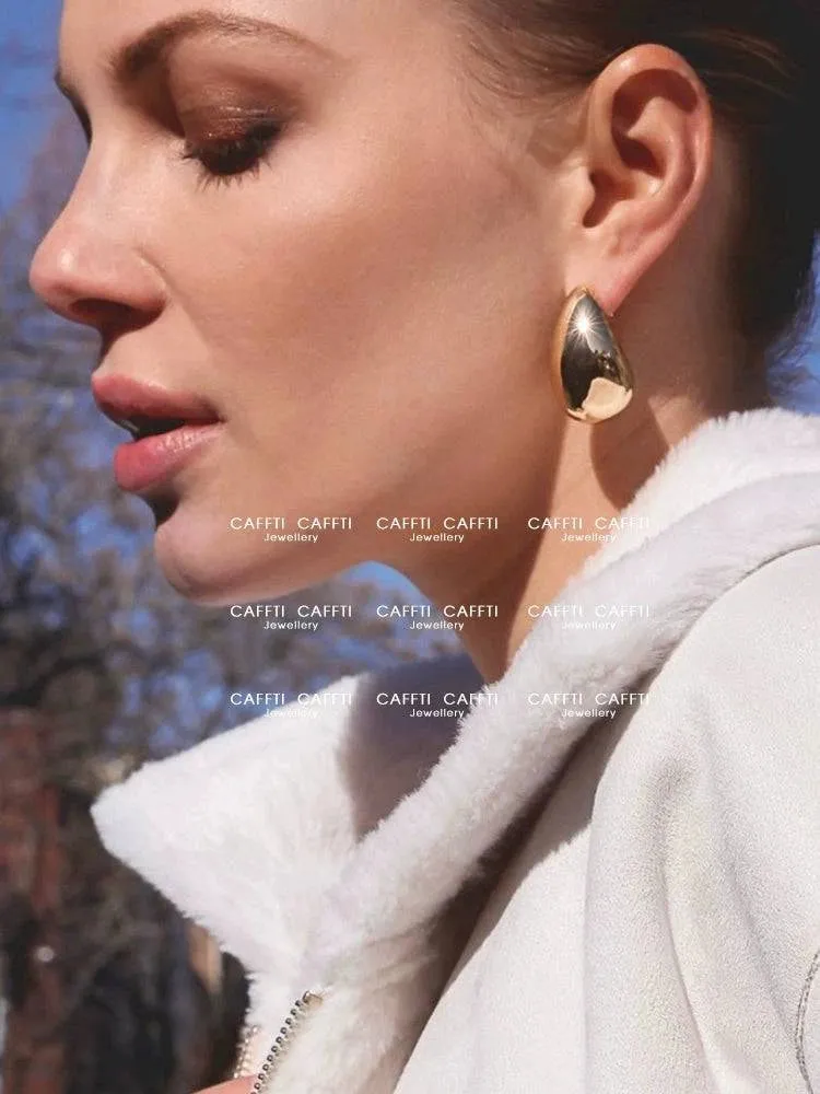 Elegant Gold & Silver Water Drop Stud Earrings - Unique Design
