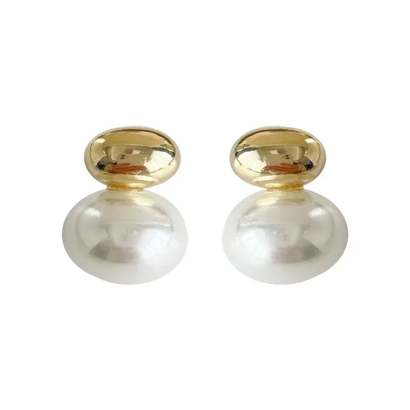 Elegant Gold Pearl Earrings
