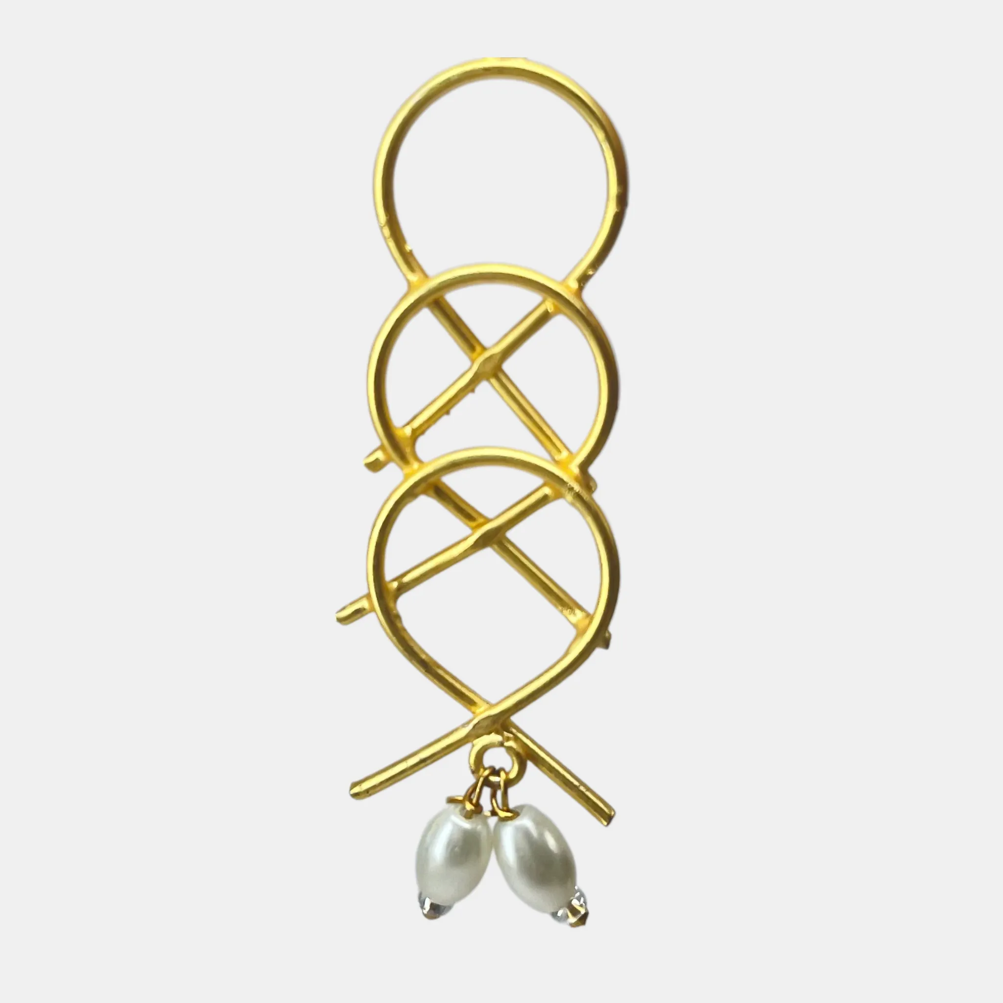 Elegant Gold-Plated Ruby and Pearl Drop Earrings