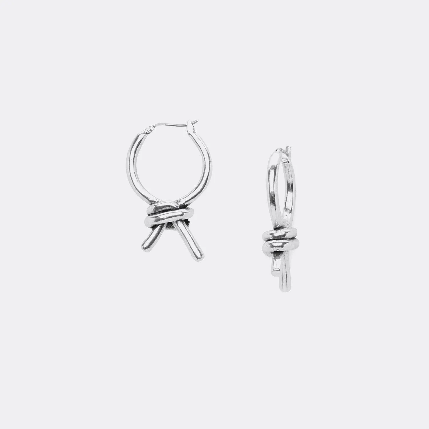 Elegant Knot Twist Hoop Earrings | French Antic Silver Patina