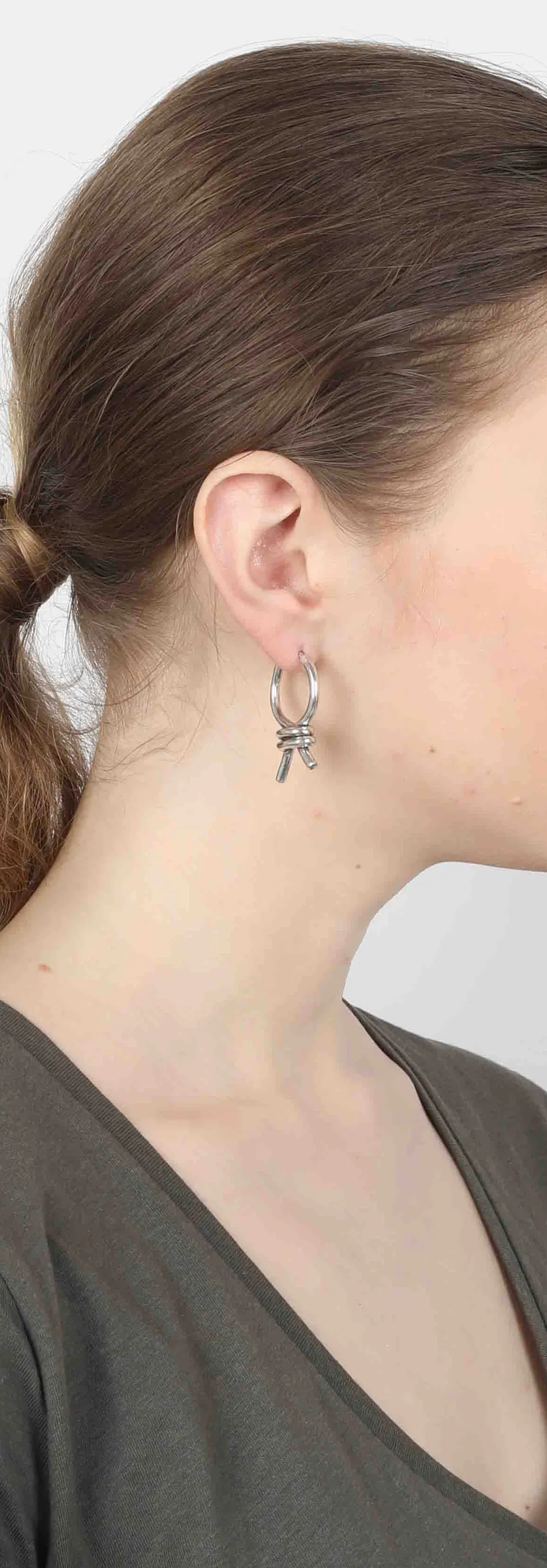 Elegant Knot Twist Hoop Earrings | French Antic Silver Patina