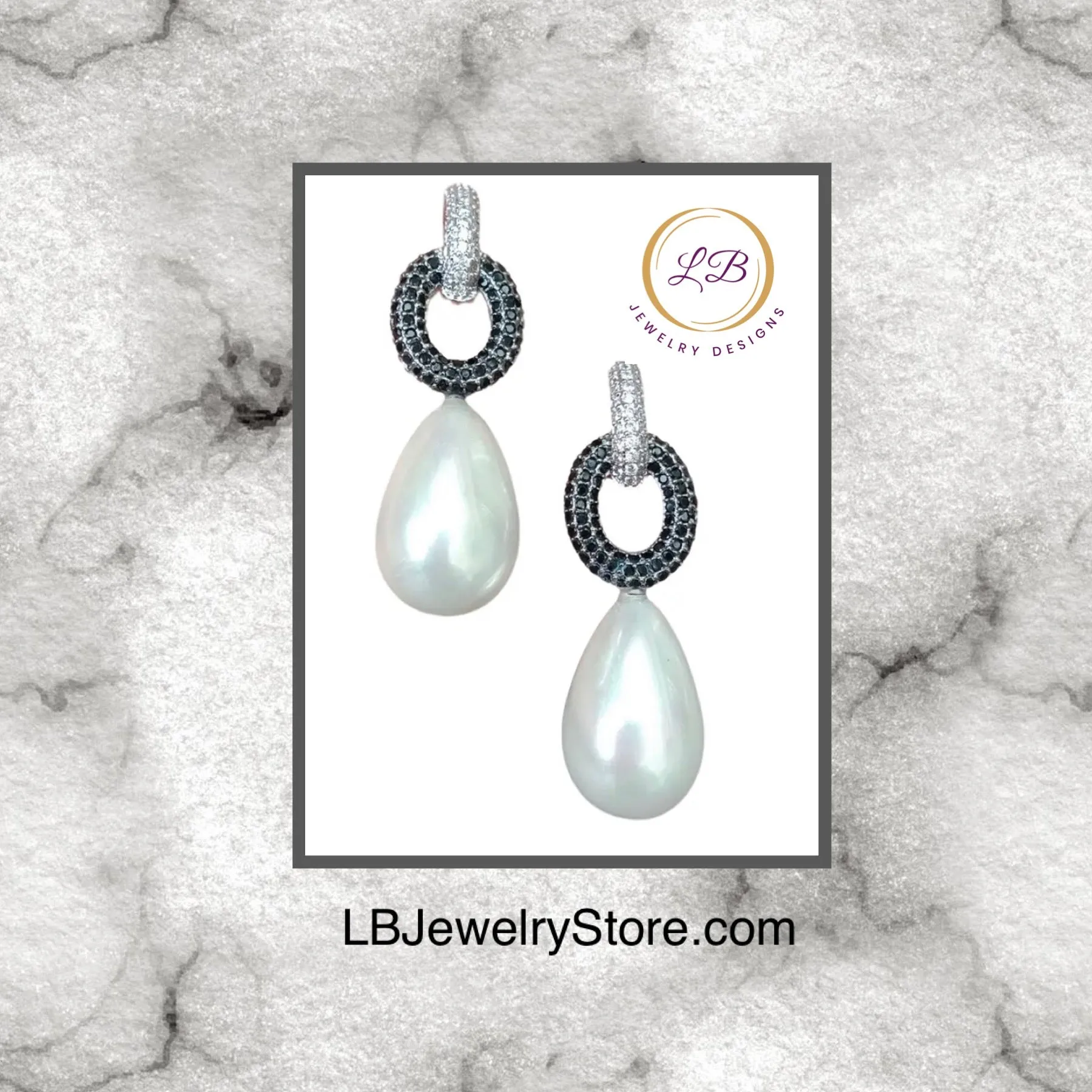 Elegant Pearl and Pave Dangle Statement Earrings 1.5"