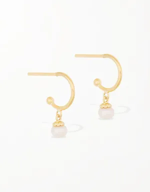 Elegant Pearl C-Hoop Drop Earrings with Sterling Silver