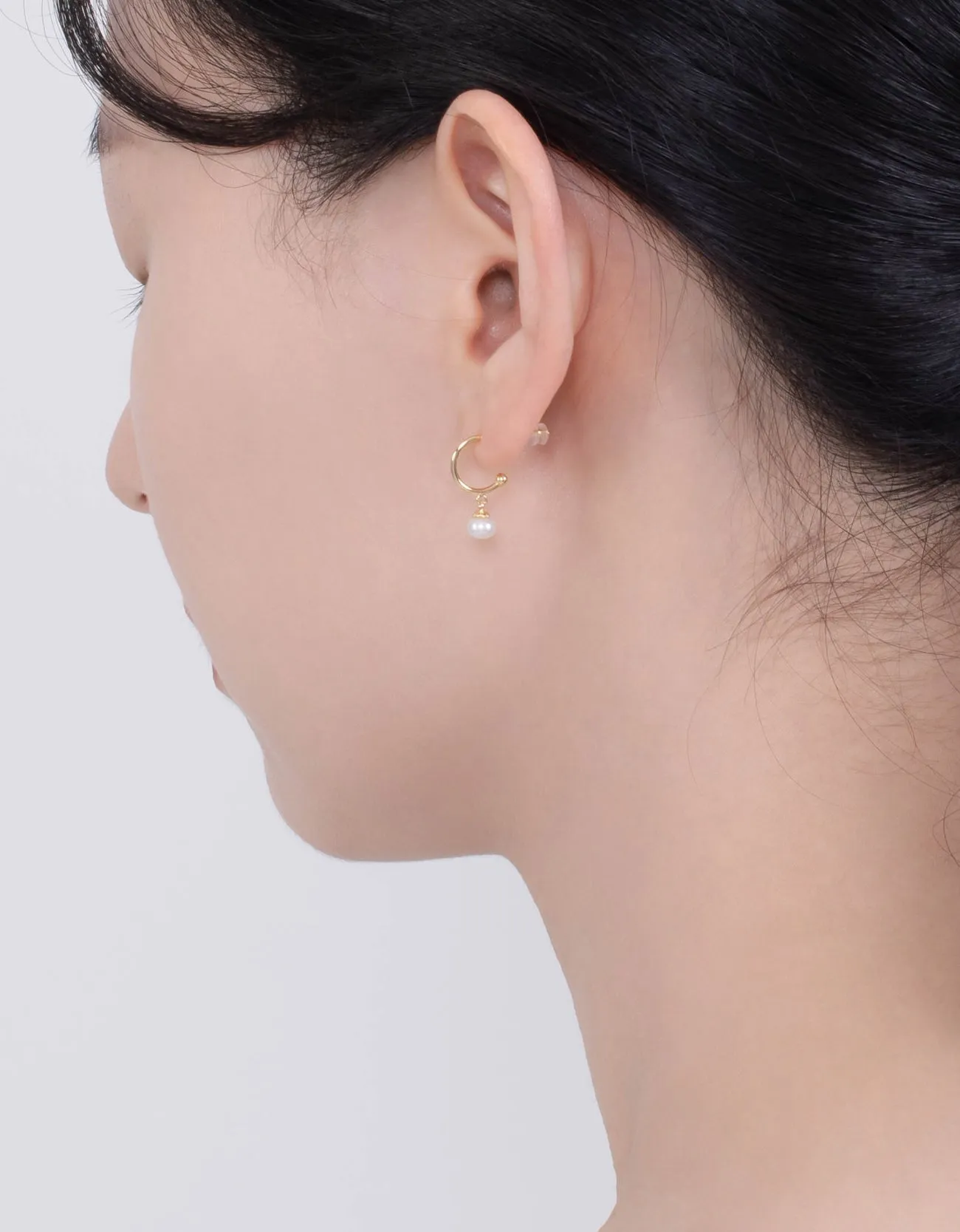 Elegant Pearl C-Hoop Drop Earrings with Sterling Silver