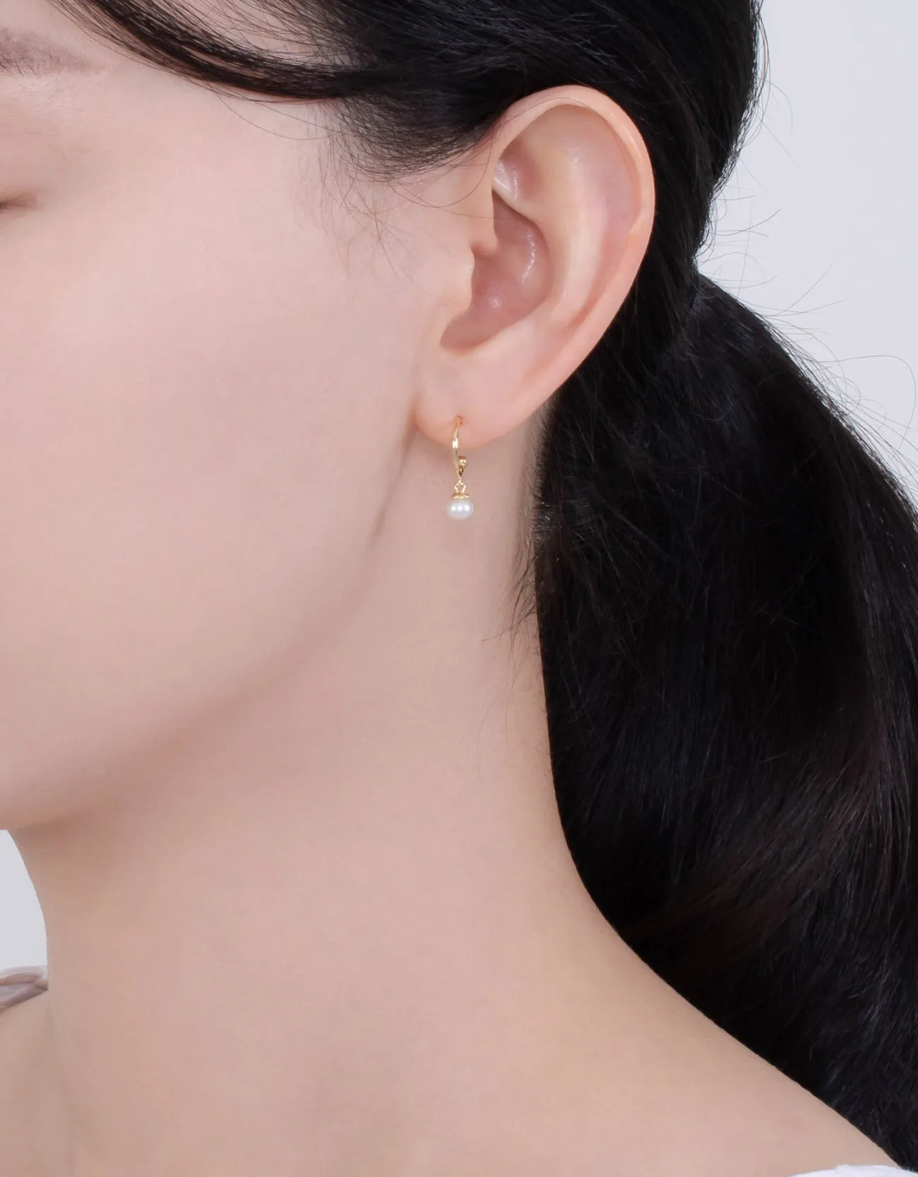Elegant Pearl C-Hoop Drop Earrings with Sterling Silver