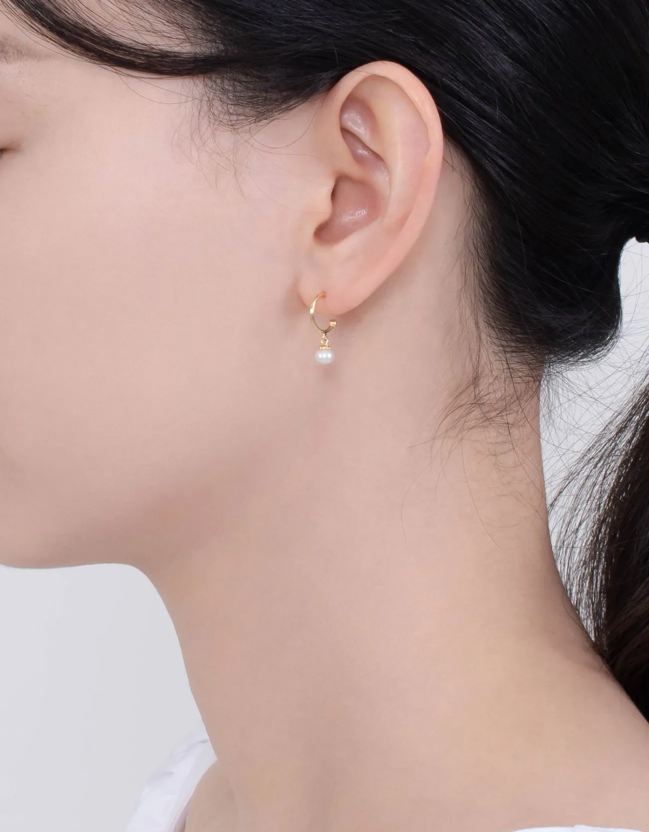 Elegant Pearl C-Hoop Drop Earrings with Sterling Silver