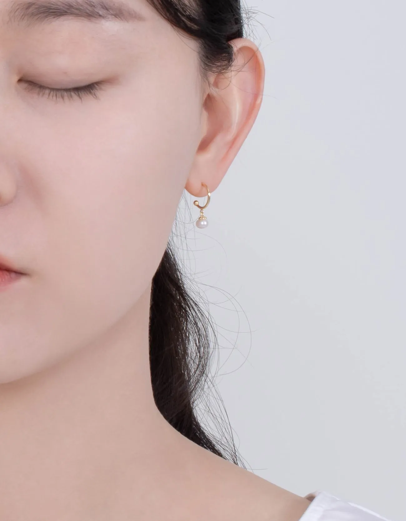 Elegant Pearl C-Hoop Drop Earrings with Sterling Silver