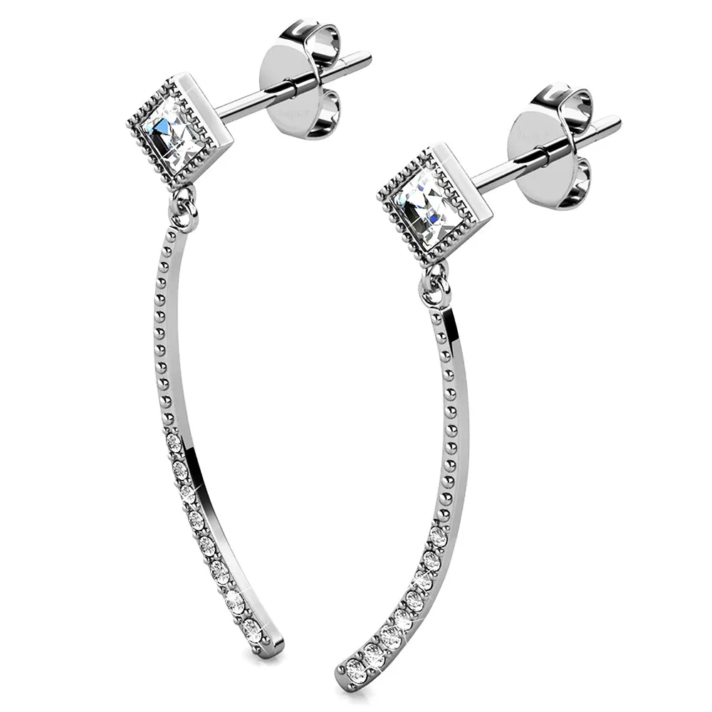Elegant White Gold Stud Earrings Embellished With SWAROVSKI® Crystals