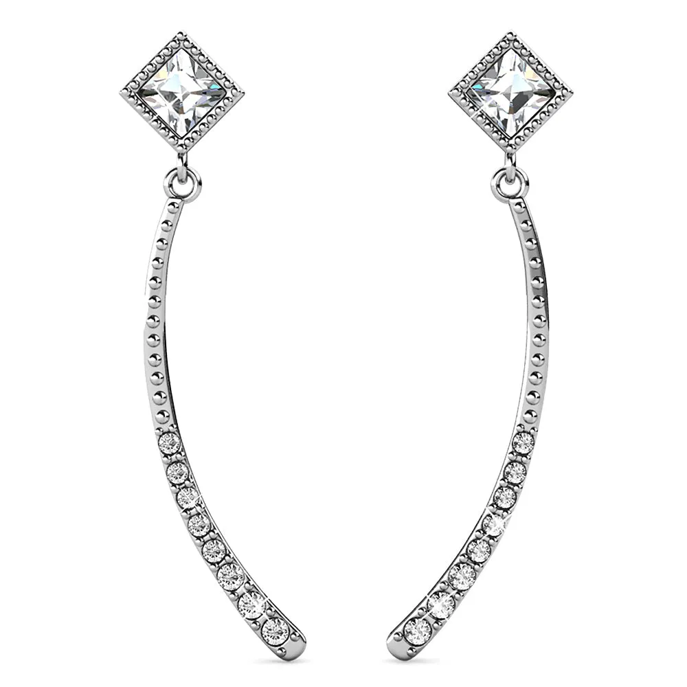 Elegant White Gold Stud Earrings Embellished With SWAROVSKI® Crystals