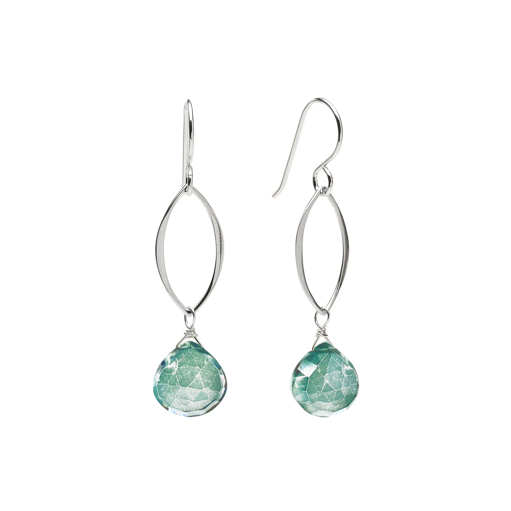 Ella Silver Original Leaf Earrings with Gemstones