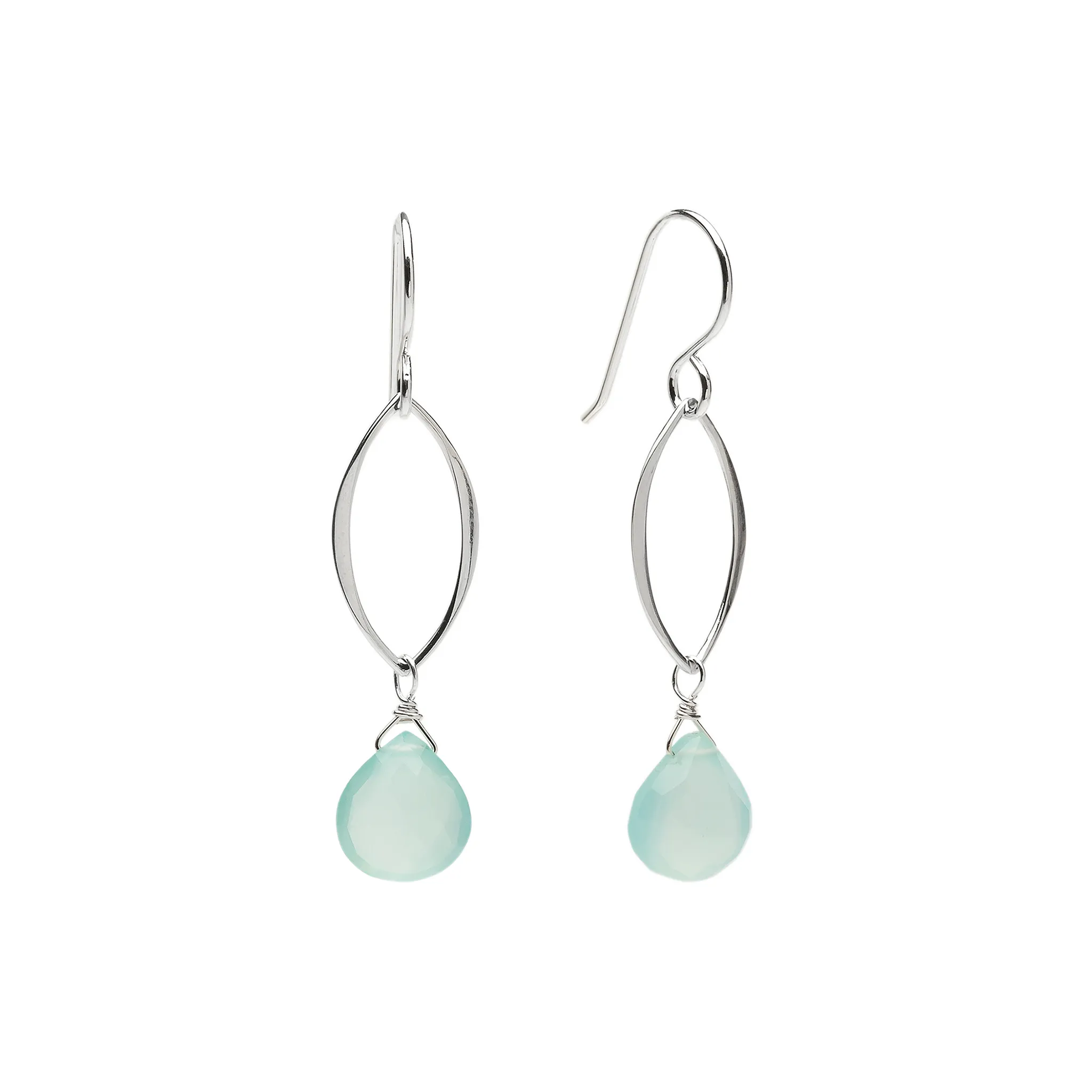 Ella Silver Original Leaf Earrings with Gemstones