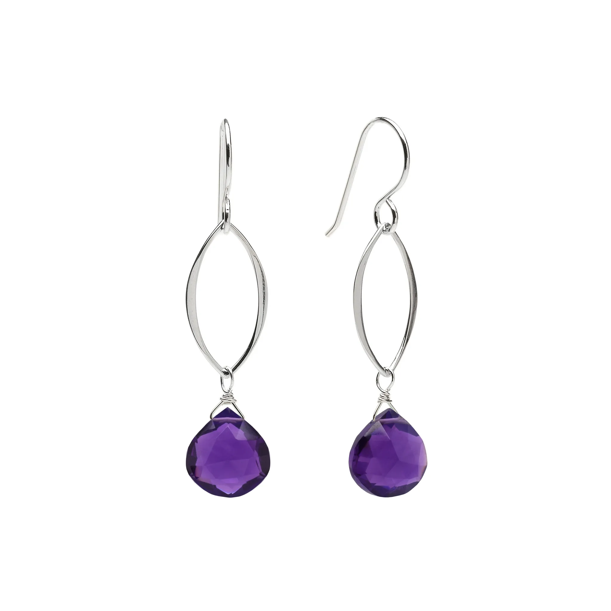 Ella Silver Original Leaf Earrings with Gemstones