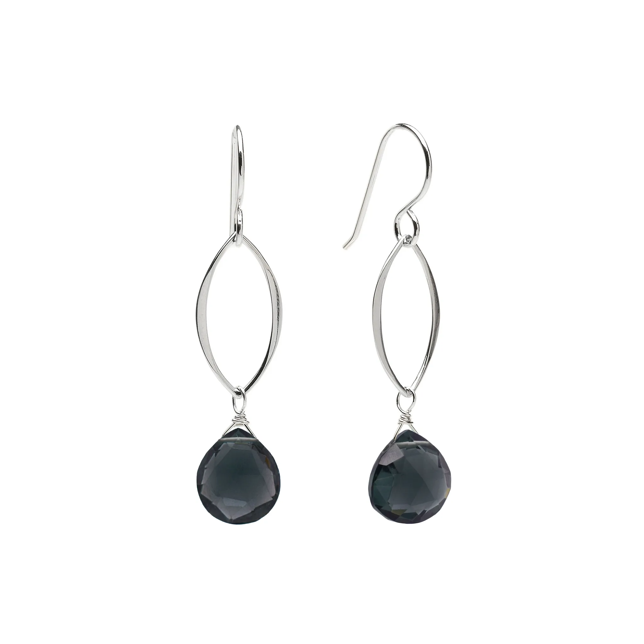 Ella Silver Original Leaf Earrings with Gemstones