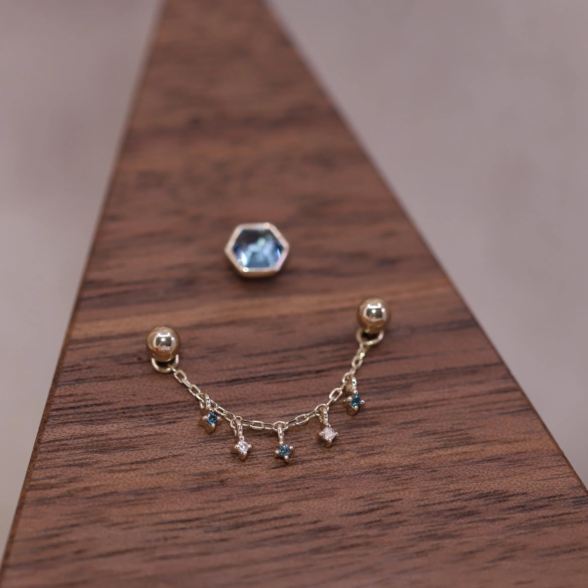 Ember Blue and White Diamond Dangle Chain