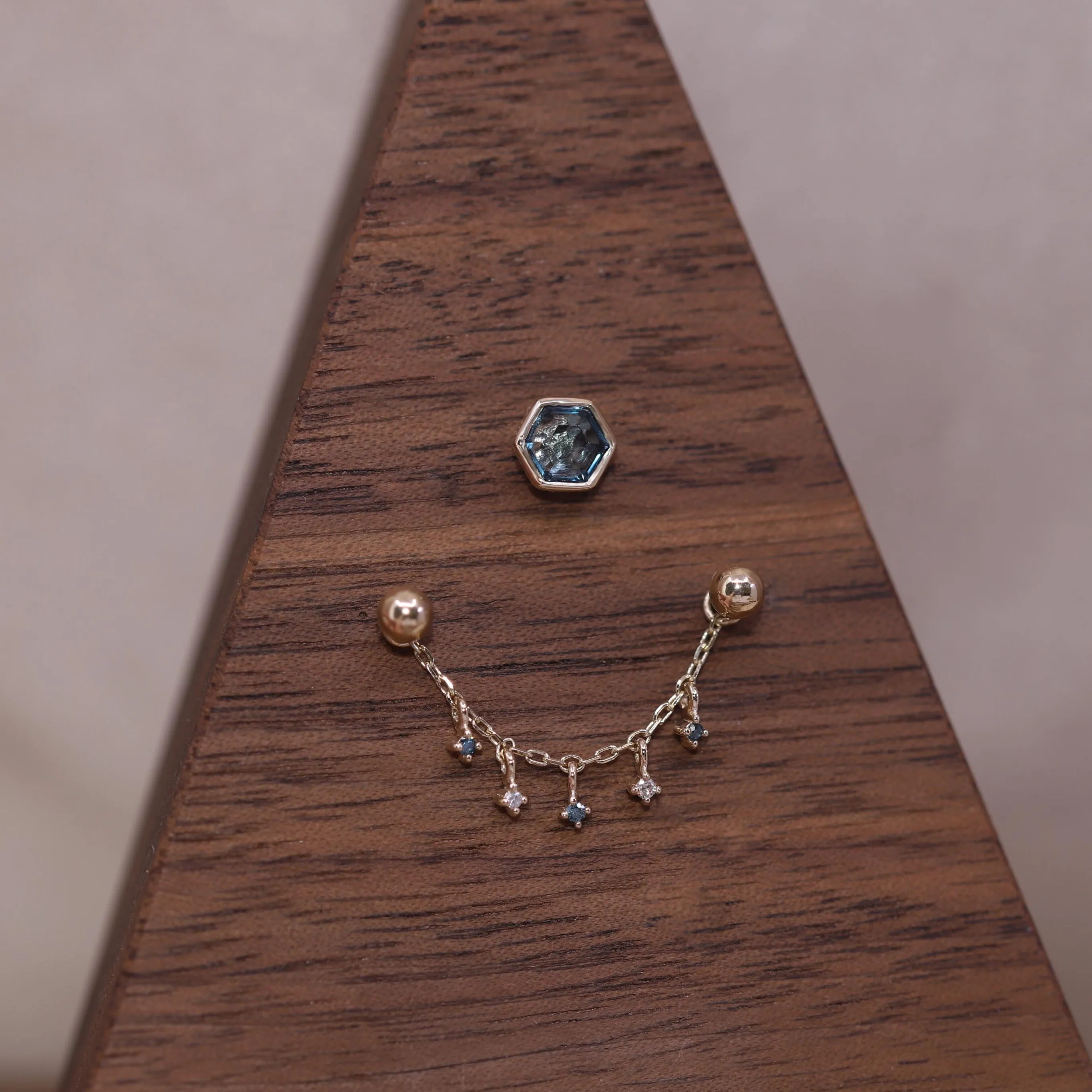 Ember Blue and White Diamond Dangle Chain