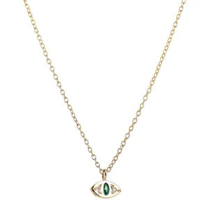 Emerald   10k Gold Cat Eye Pendant Necklace