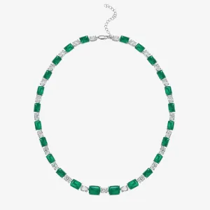 Emerald Green & Diamond Riviere Necklace
