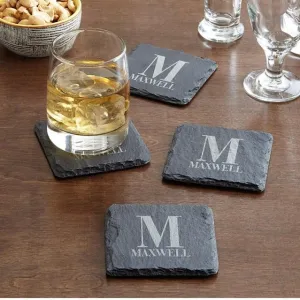 Engraved Slate Coasters, Set of 4